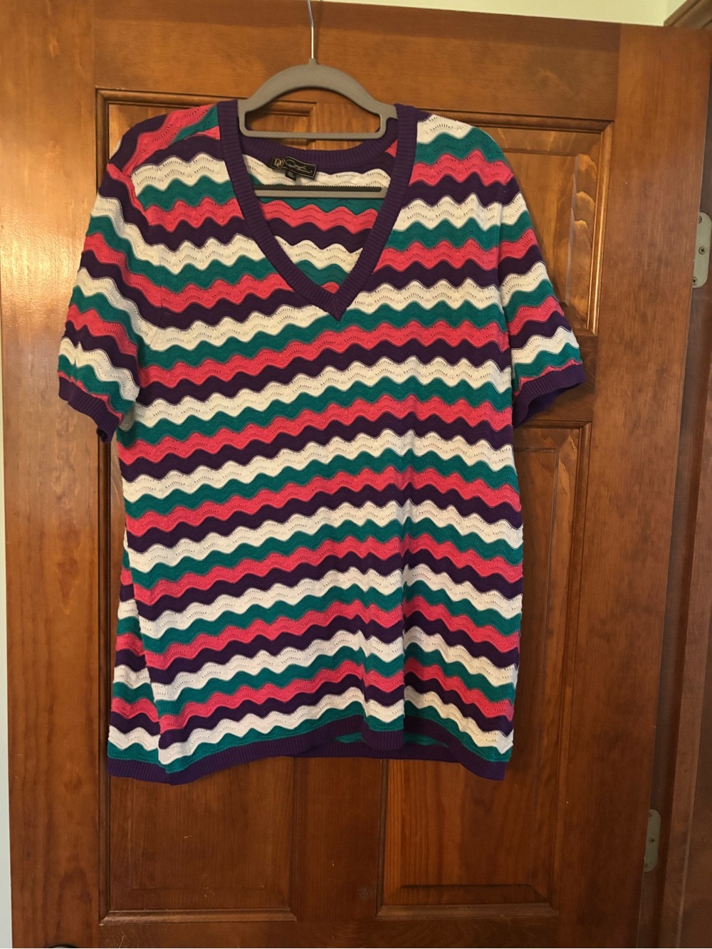 Striped Chevron V-Neck Sweater - Multicolor